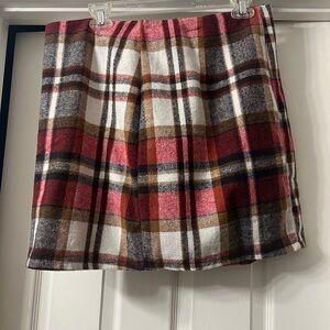 Plaid wool skirt, unlined